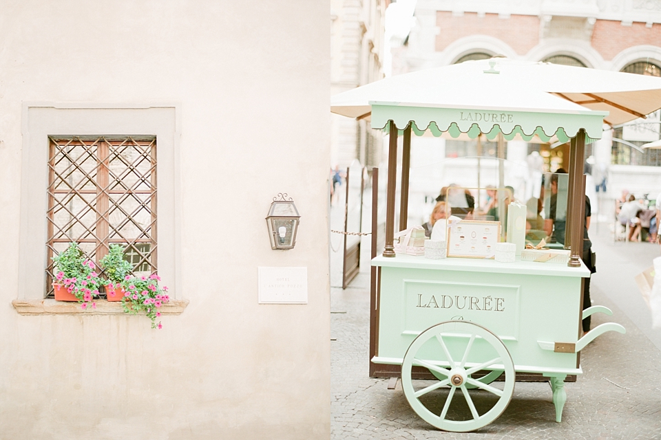 Laduree maracon truck and window with planter, Lucca, Tuscany, Italy | © The Globetrotter Collective - https://www.theglobetrottercollective.com